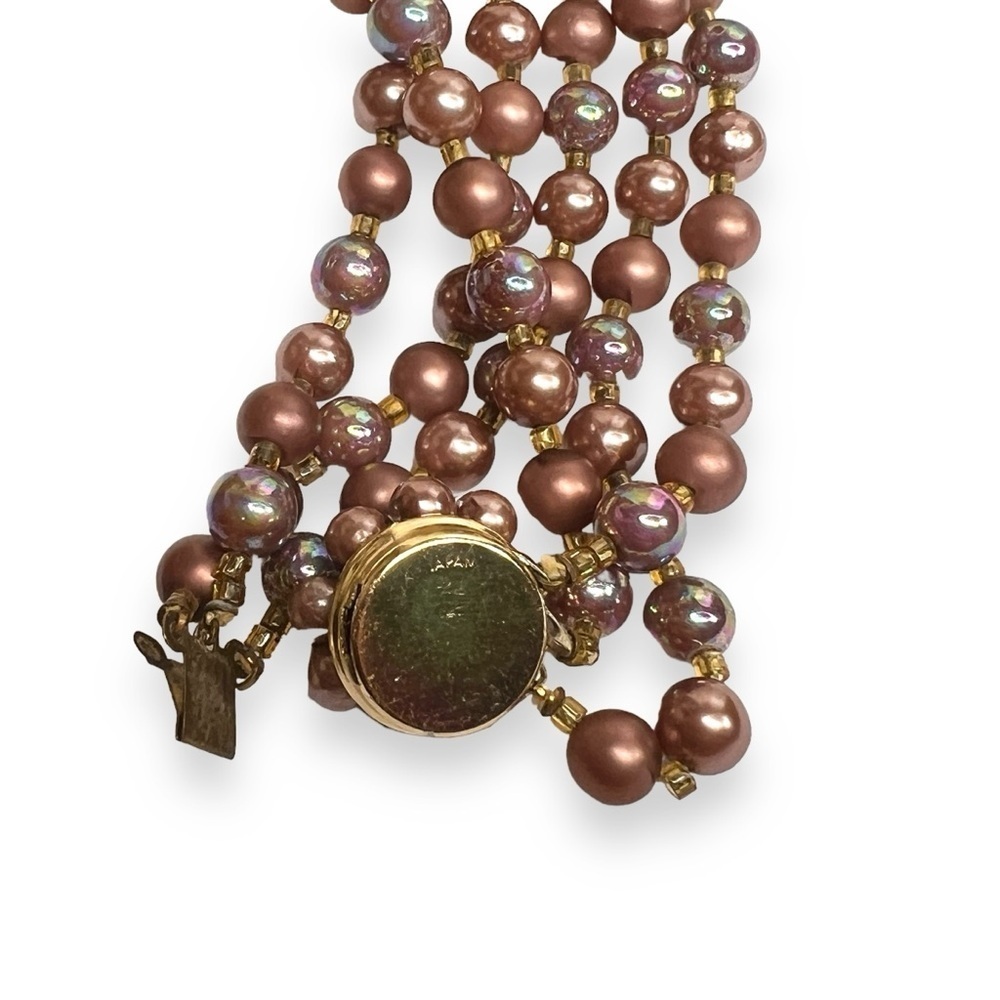 Vintage Japan Multi-strand Mauve Beaded Necklace - Picture 6 of 6